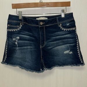EST. 1846 Denim Distressed Denim Shorts Dark Wash